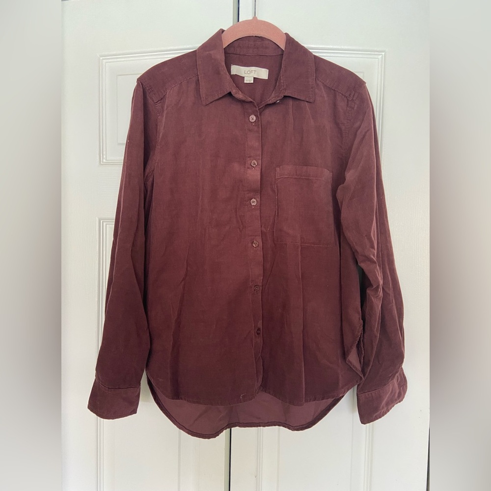 LOFT Burgundy Corduroy Shirt